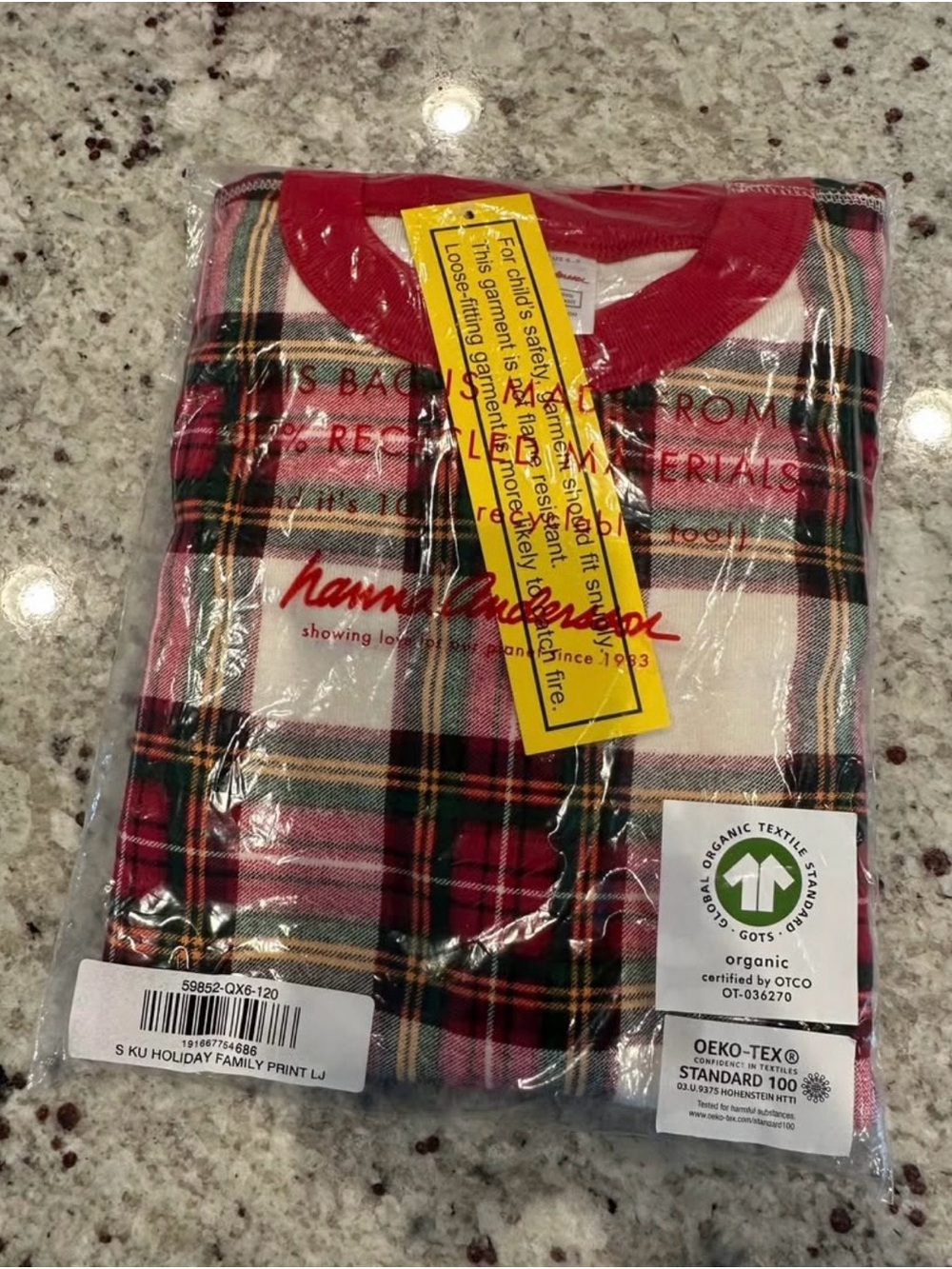 Hanna Andersson kids Red and Green Plaid Long Sleeve Tee and pants set